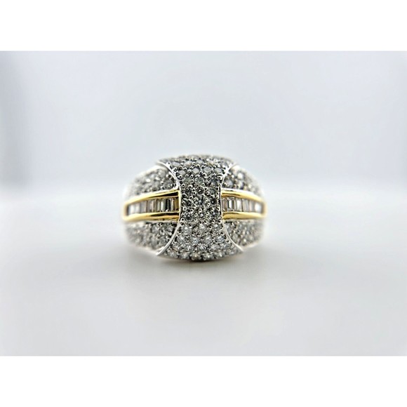 2ctw Baguette & Round Diamond Band Ring in Platinum & 18K Yellow Gold Size 9 - Picture 3 of 14